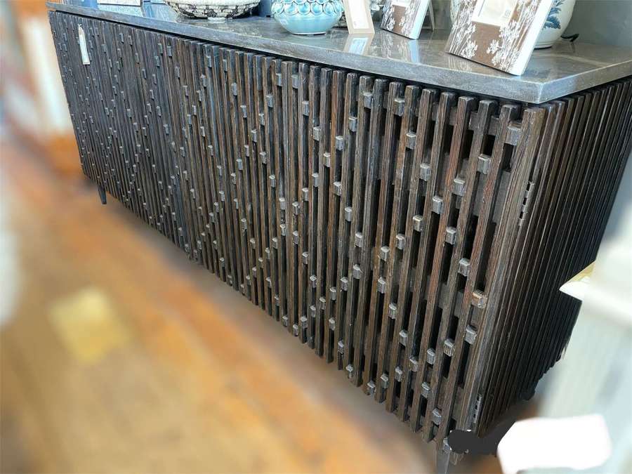 Black sideboard with stone top